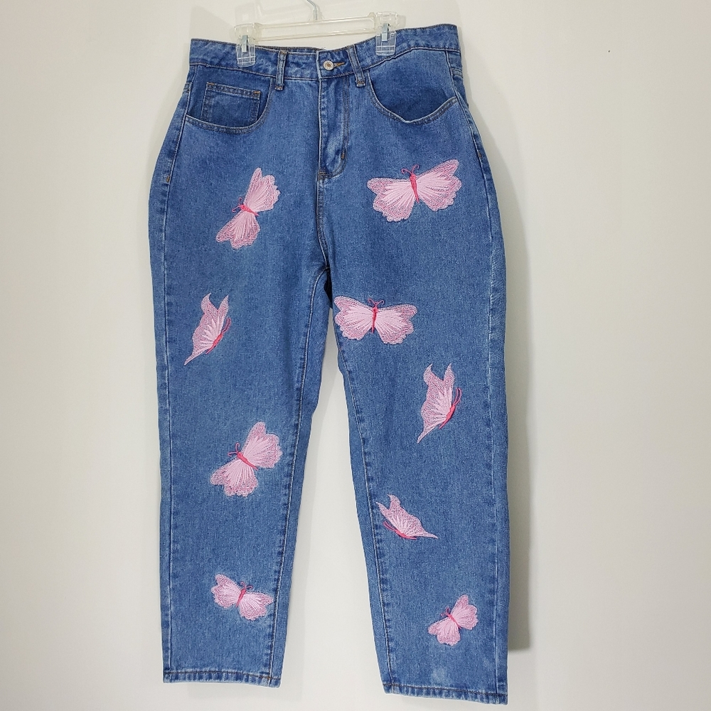 Shein Curve Jeans with Butterfly front, Size 0XL equal US Size 8